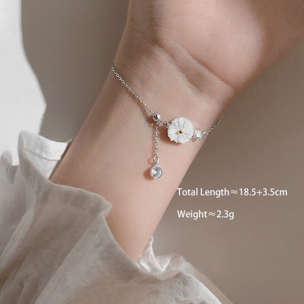 NEW 925 Sterling Silver Shell Daisy Bracelet - Picture 8 of 8